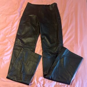 Black Leather Slim Fit Pants